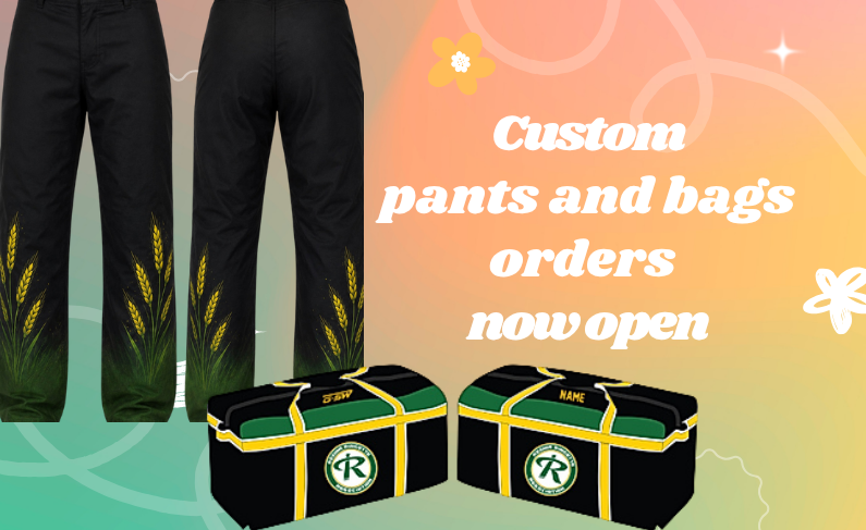Custom pants and bag orders now open